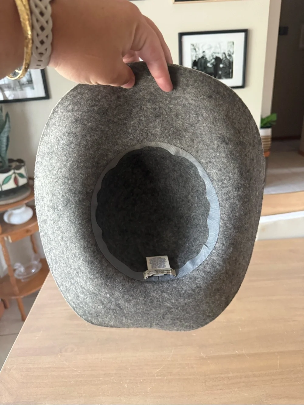 Lucky Brand Gray Wool Felt Wide Brim Hat with Black Band